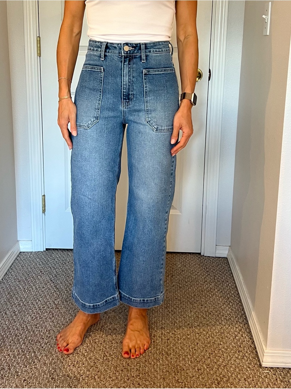 Just Black Medium Blue High-Rise Wide-Leg Jeans